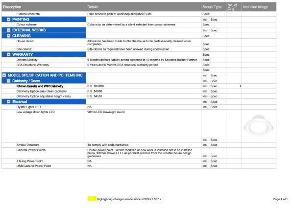 Specification and products